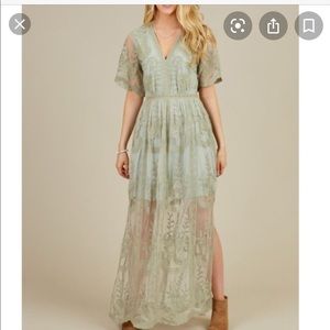Altard State Mint green lace maxi dress.